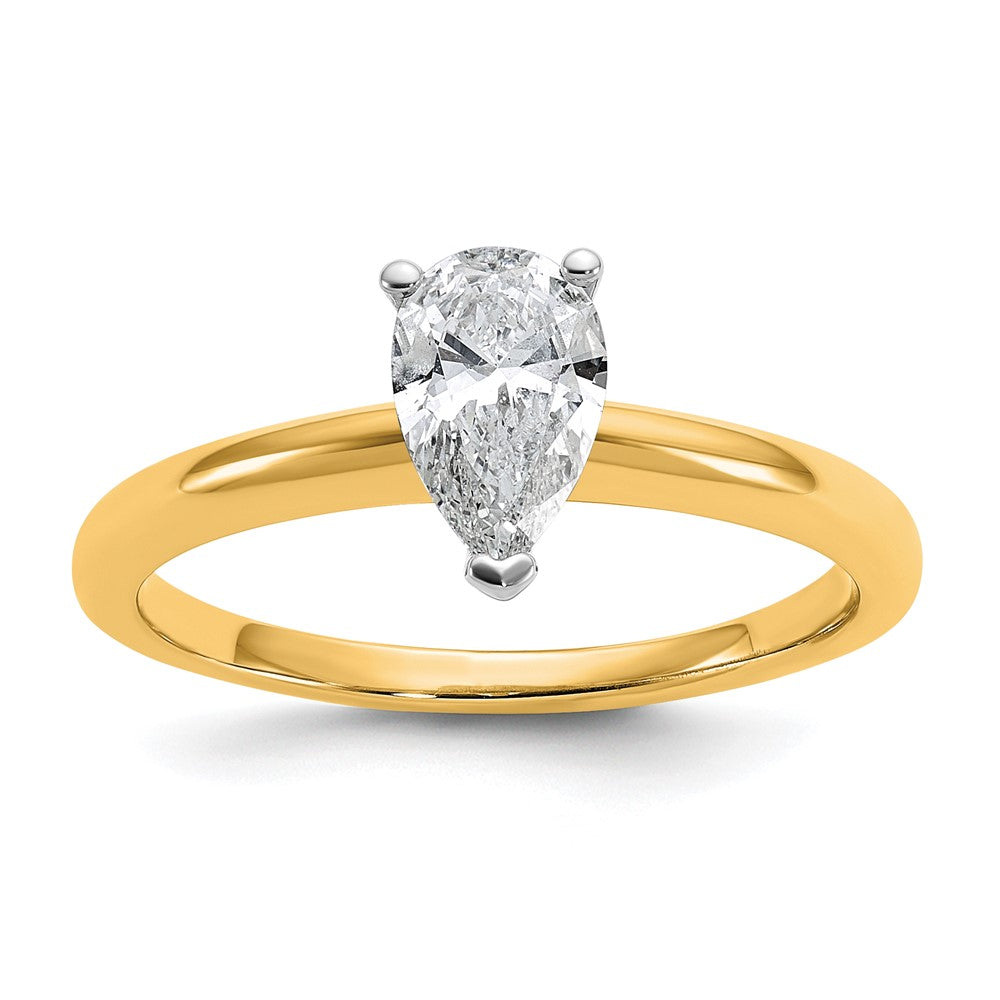 14K Bicolor Verlobungsring mit 0,75 ct. Labor-gezüchtetem Diamant VS/SI+ G+ im Birnenschliff, Solitär