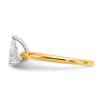 14K Bicolor Verlobungsring mit 0,75 ct. Labor-gezüchtetem Diamant VS/SI+ G+ im Birnenschliff, Solitär