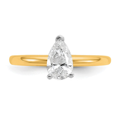 14K Bicolor Verlobungsring mit 0,75 ct. Labor-gezüchtetem Diamant VS/SI+ G+ im Birnenschliff, Solitär