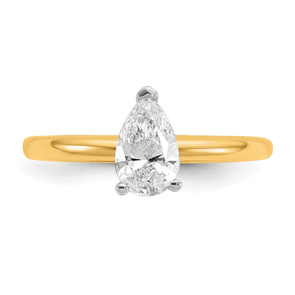 14K Bicolor Verlobungsring mit 0,75 ct. Labor-gezüchtetem Diamant VS/SI+ G+ im Birnenschliff, Solitär