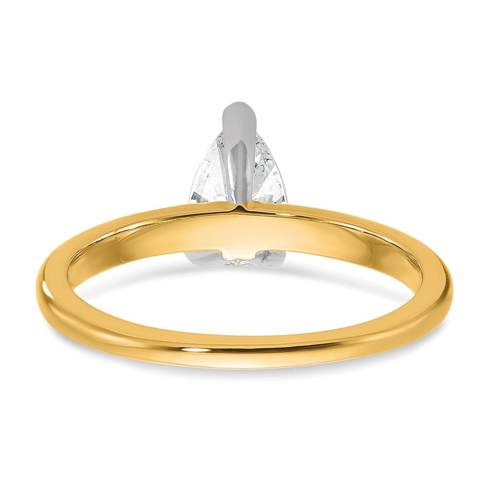 14K Bicolor Verlobungsring mit 0,75 ct. zertifiziertem im Labor gezüchtetem Diamant VS/SI+ G+ im Birnenschliff, Solitär