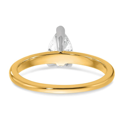 14K Bicolor Verlobungsring mit 0,75 ct. zertifiziertem im Labor gezüchtetem Diamant VS/SI+ G+ im Birnenschliff, Solitär