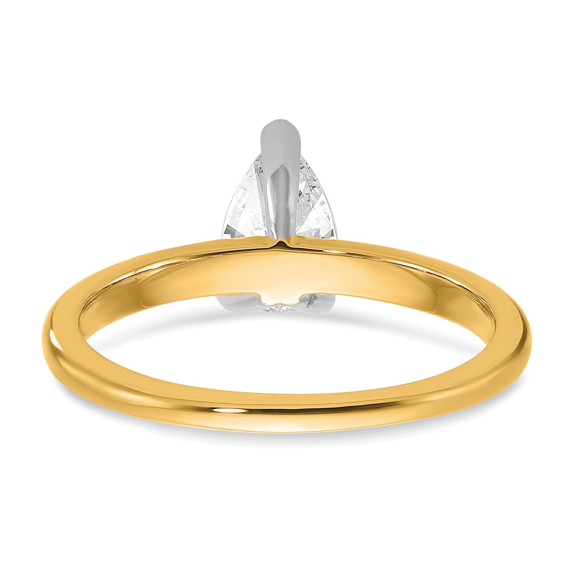 14K Bicolor Verlobungsring mit 0,75 ct. Labor-gezüchtetem Diamant VS/SI+ G+ im Birnenschliff, Solitär