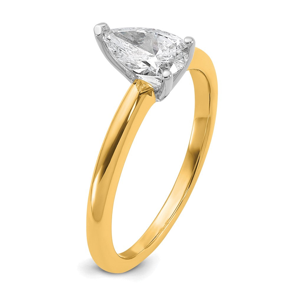 14K Bicolor Verlobungsring mit 0,75 ct. zertifiziertem im Labor gezüchtetem Diamant VS/SI+ G+ im Birnenschliff, Solitär