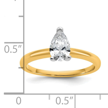 14K Bicolor Verlobungsring mit 0,75 ct. Labor-gezüchtetem Diamant VS/SI+ G+ im Birnenschliff, Solitär