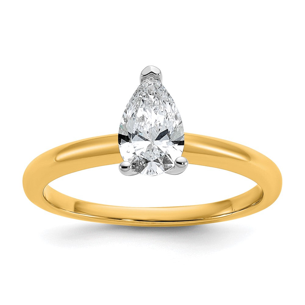 14K Bicolor Verlobungsring mit 0,75 ct. zertifiziertem im Labor gezüchtetem Diamant VS/SI+ G+ im Birnenschliff, Solitär