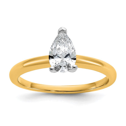 14K Bicolor Verlobungsring mit 0,75 ct. zertifiziertem im Labor gezüchtetem Diamant VS/SI+ G+ im Birnenschliff, Solitär