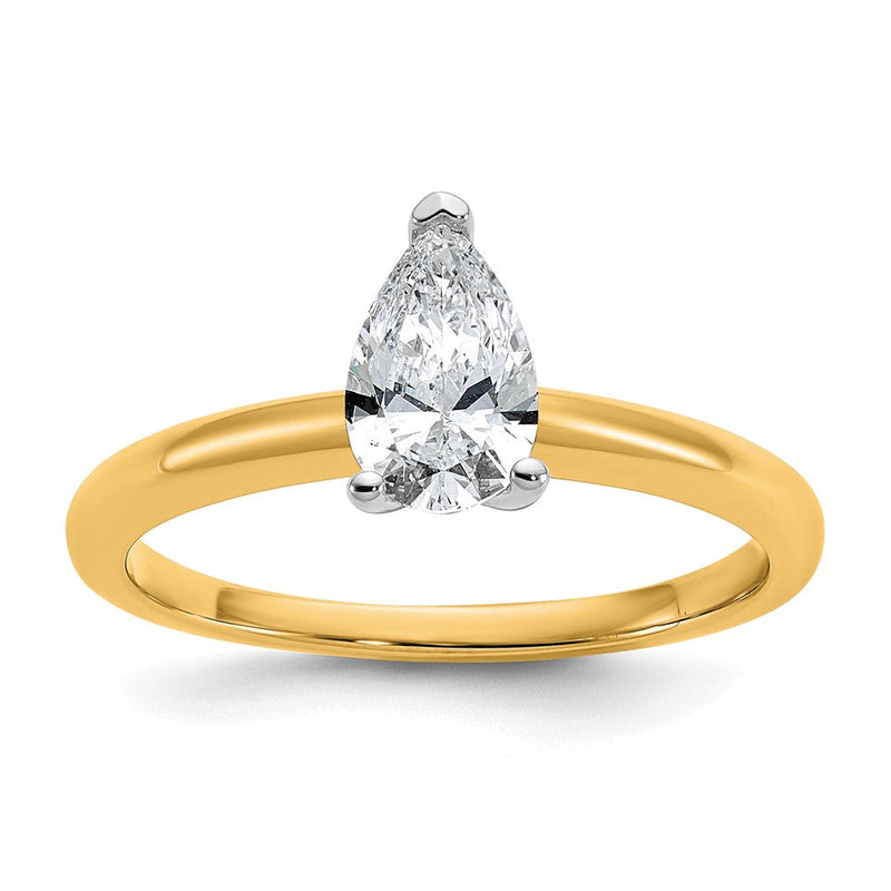 14K Bicolor Gold Bicolor 3/4 Karat Zertifiziert Im Labor Gezüchtet Diamant Vs+ F+ Tropfen Solitär Komplett Verlobungsring