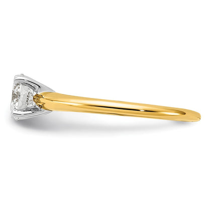 14K Bicolor Verlobungsring mit 0,75 ct. rundem Solitär-Labordiamanten, VS+ F+