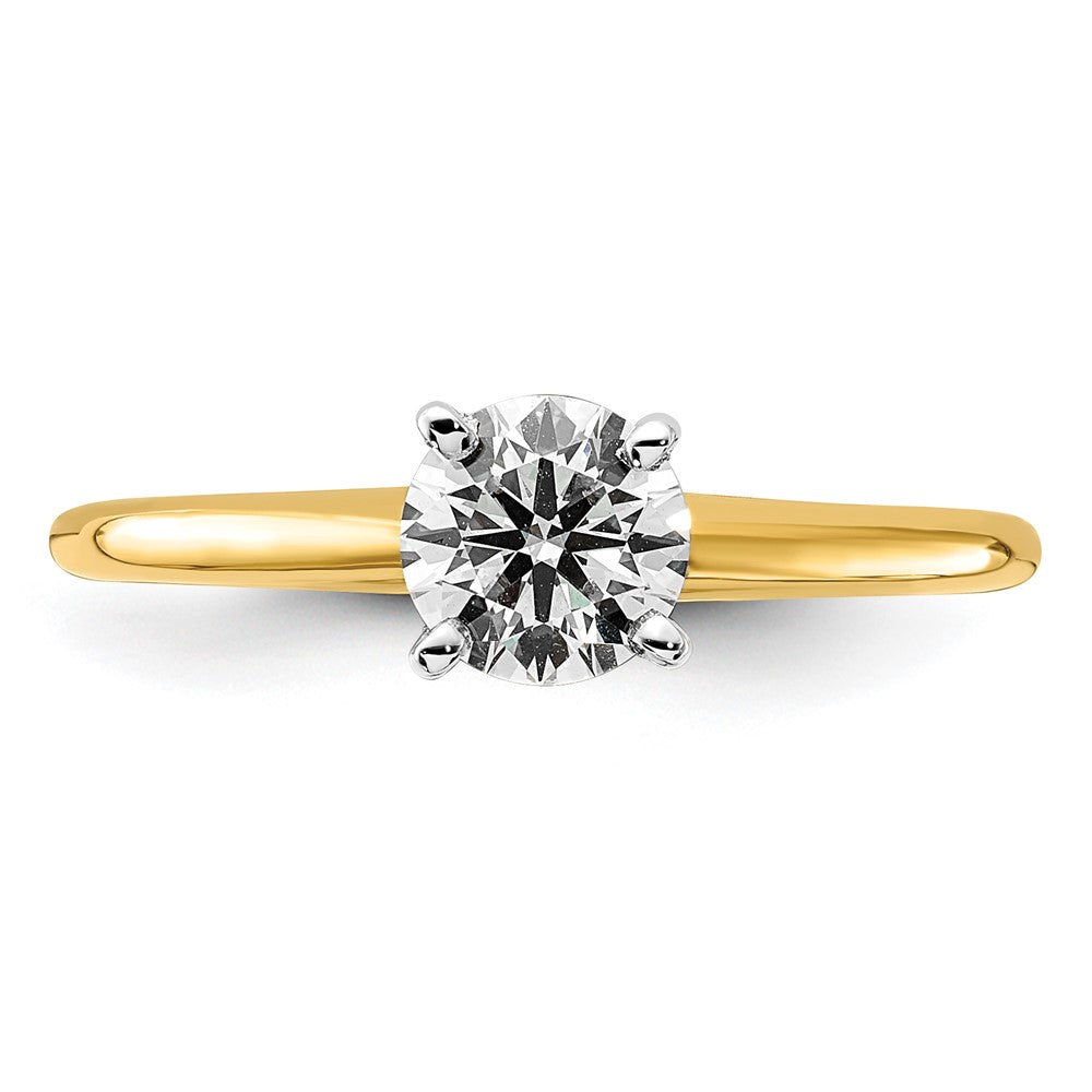 14K Bicolor Verlobungsring mit 0,75 ct. rundem Solitär-Labordiamanten, VS+ F+