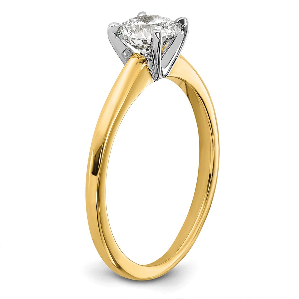 14K Bicolor Verlobungsring mit 0,75 ct. rundem Solitär-Labordiamanten, VS+ F+