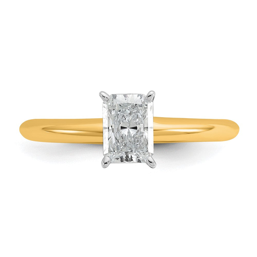 14K Bicolor 0,75 ct. Laborgezüchteter Diamant VS/SI+ G+ Radiant Solitär Verlobungsring