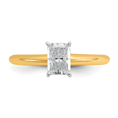 14K Bicolor 0,75 ct. zertifizierter, im Labor gezüchteter Diamant VS/SI+ G+ Radiant-Solitär-Verlobungsring