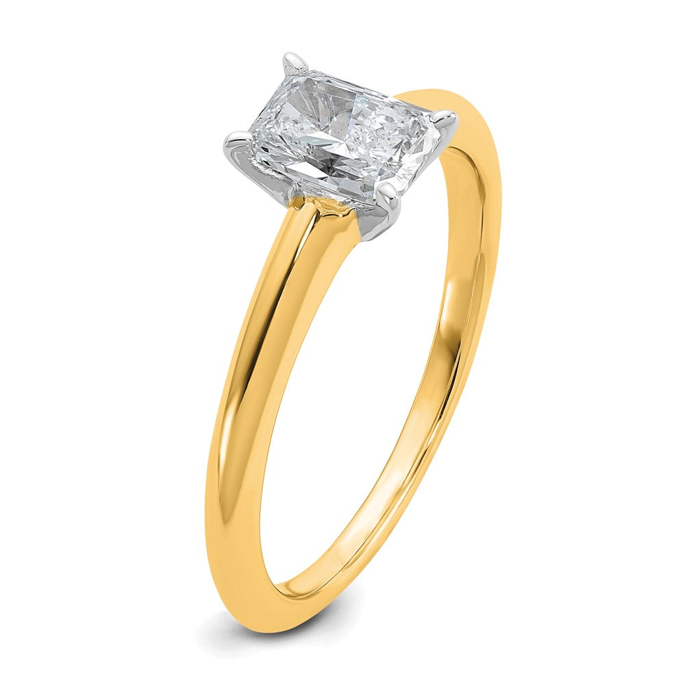 14K Bicolor 0,75 ct. zertifizierter, im Labor gezüchteter Diamant VS/SI+ G+ Radiant-Solitär-Verlobungsring