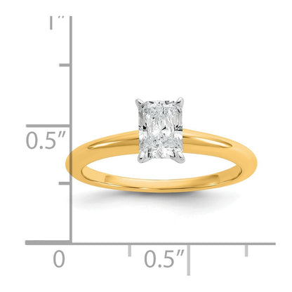 14K Bicolor 0,75 ct. zertifizierter, im Labor gezüchteter Diamant VS/SI+ G+ Radiant-Solitär-Verlobungsring