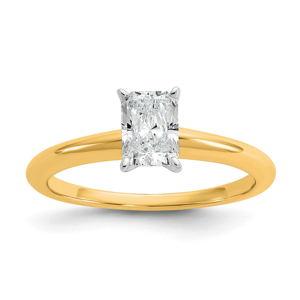 14K Bicolor 0,75 ct. Laborgezüchteter Diamant VS/SI+ G+ Radiant Solitär Verlobungsring