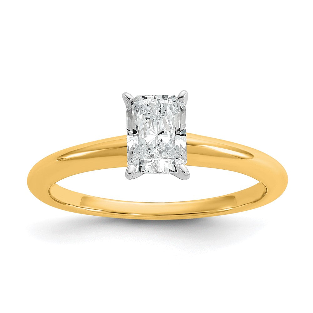 14K Bicolor 0,75 ct. zertifizierter, im Labor gezüchteter Diamant VS/SI+ G+ Radiant-Solitär-Verlobungsring