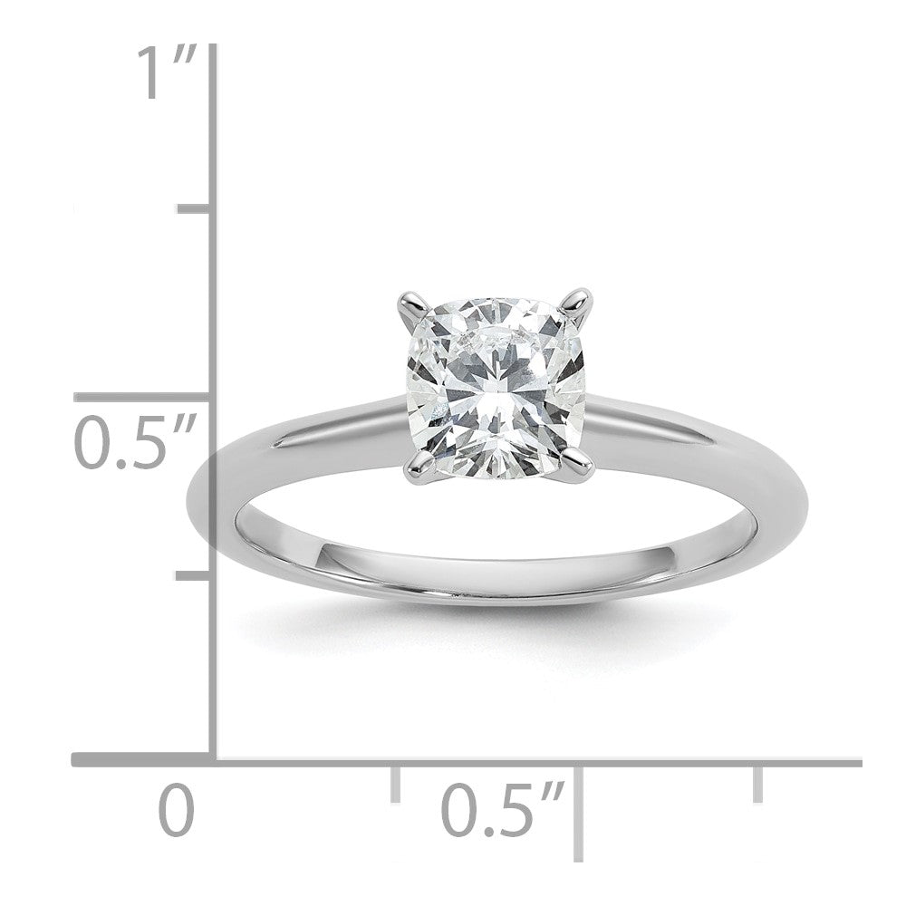 14K Weißgold Verlobungsring mit 1 ct. zertifiziertem, im Labor gezüchtetem Diamant VS/SI+ G+, Cushion-Schliff, Solitär