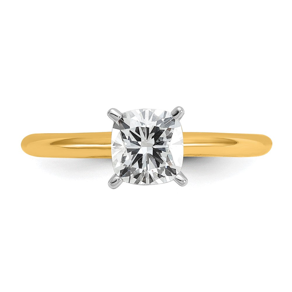 14K Bicolor Verlobungsring mit 1 ct. Labor-gezüchtetem Diamant VS/SI+ G+ im Kissenschliff, Solitär