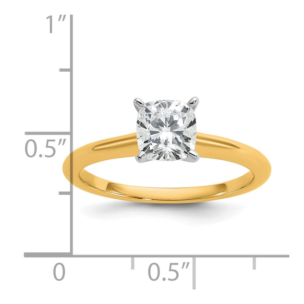 14K Bicolor Verlobungsring mit 1 ct. Labor-gezüchtetem Diamant VS/SI+ G+ im Kissenschliff, Solitär