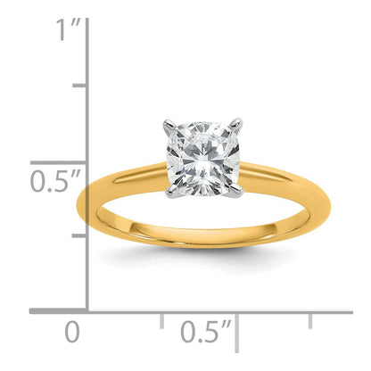 14K Bicolor Verlobungsring mit 1 ct. Labor-gezüchtetem Diamant VS/SI+ G+ im Kissenschliff, Solitär