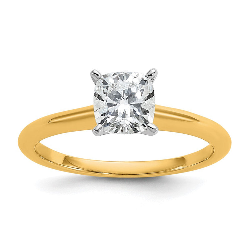 14K Bicolor Verlobungsring mit 1 ct. Labor-gezüchtetem Diamant VS/SI+ G+ im Kissenschliff, Solitär
