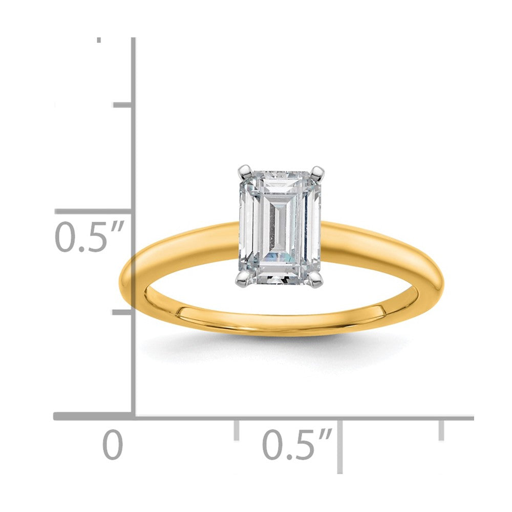 14K Bicolor Verlobungsring mit 1 ct. zertifiziertem, im Labor gezüchtetem Diamanten VS/SI+ G+, Smaragdschliff, Solitär