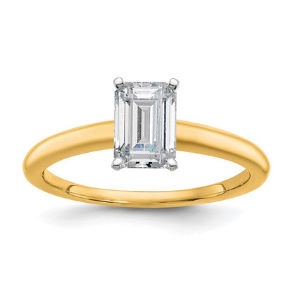 14K Zweifarbig 1 ct. Laborgezüchteter Diamant VS/SI+ G+ Smaragd-Solitär-Verlobungsring