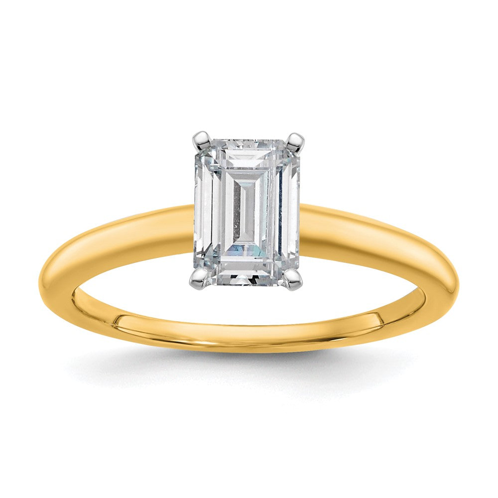 14K Bicolor Verlobungsring mit 1 ct. zertifiziertem, im Labor gezüchtetem Diamanten VS/SI+ G+, Smaragdschliff, Solitär
