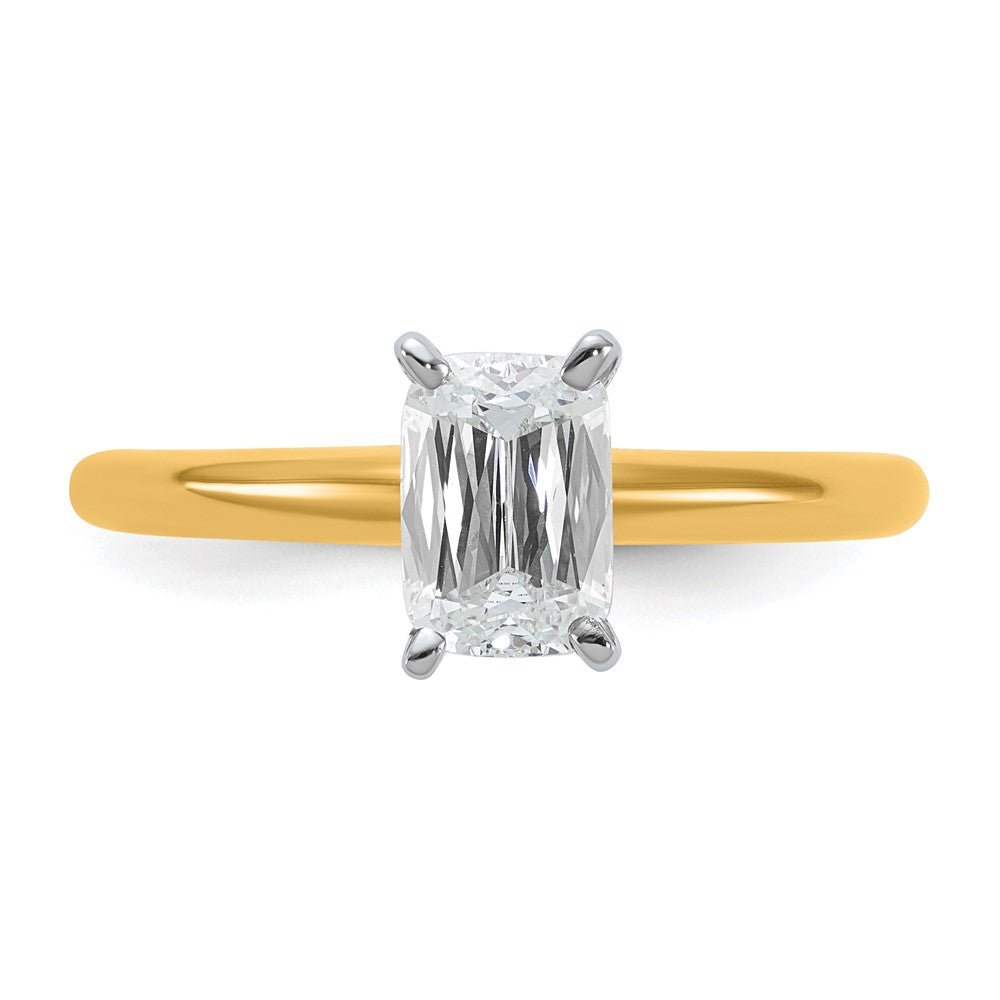 14K Bicolor 1 ct. VS/SI+ G+ Laborgezüchteter Diamant im Ketan-Schliff Langer Kissenschliff Solitär-Verlobungsring
