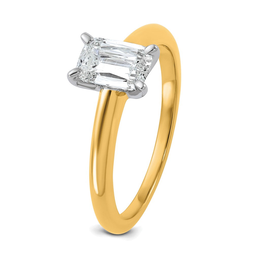 14K Bicolor 1 ct. VS/SI+ G+ Laborgezüchteter Diamant im Ketan-Schliff Langer Kissenschliff Solitär-Verlobungsring