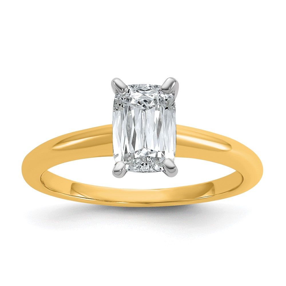 14K Bicolor 1 ct. VS/SI+ G+ Laborgezüchteter Diamant im Ketan-Schliff Langer Kissenschliff Solitär-Verlobungsring