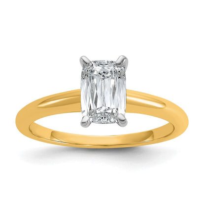 14K Bicolor 1 ct. VS/SI+ G+ Laborgezüchteter Diamant im Ketan-Schliff Langer Kissenschliff Solitär-Verlobungsring