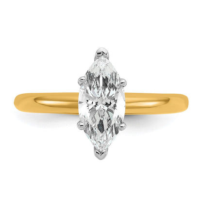 14K Bicolor Verlobungsring mit 1 ct. zertifiziertem, im Labor gezüchtetem Diamanten VS/SI+ G+ im Marquise-Solitär-Schliff