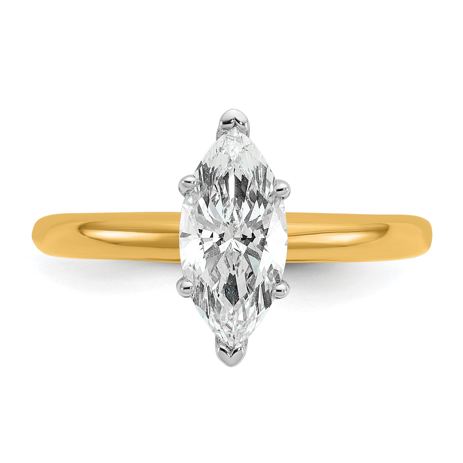 14K Bicolor 1 ct. Labor gezüchteter Diamant VS/SI+ G+ Marquise-Solitär-Verlobungsring