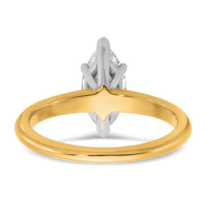 14K Bicolor 1 ct. Labor gezüchteter Diamant VS/SI+ G+ Marquise-Solitär-Verlobungsring