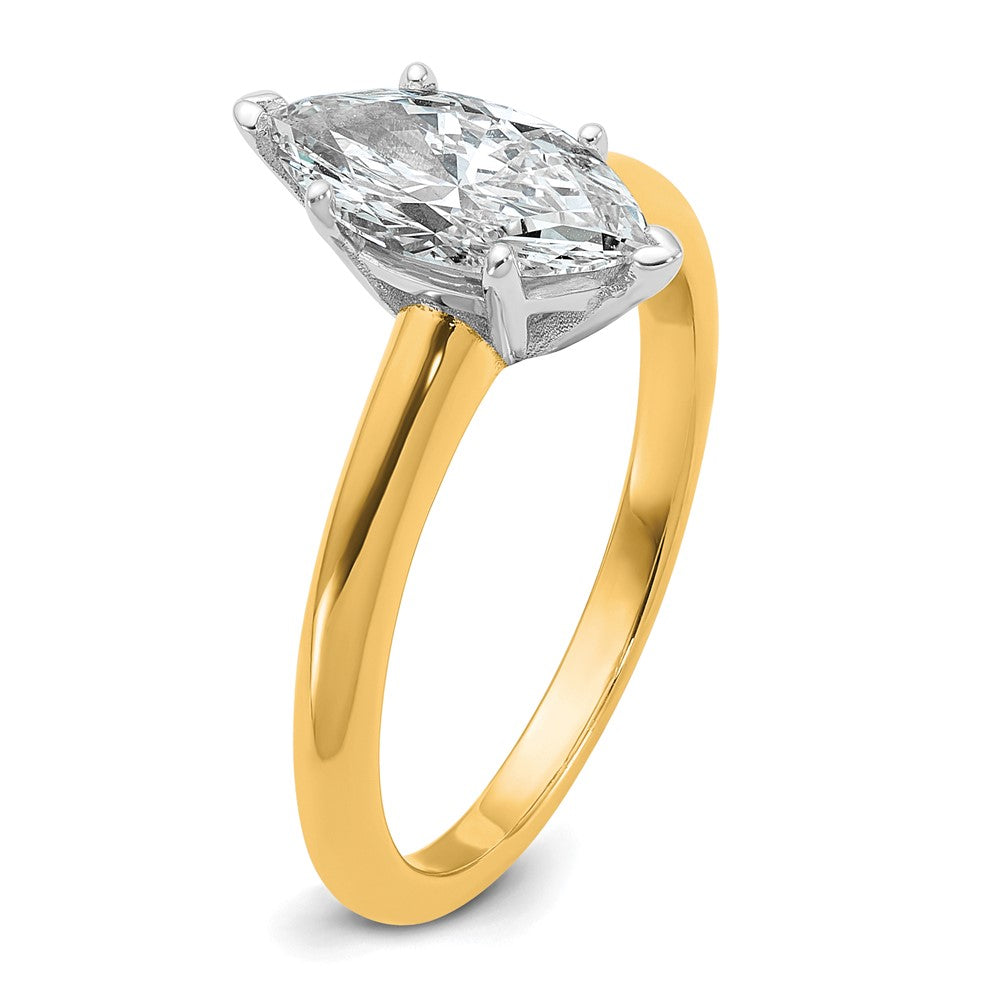14K Bicolor Verlobungsring mit 1 ct. zertifiziertem, im Labor gezüchtetem Diamanten VS/SI+ G+ im Marquise-Solitär-Schliff