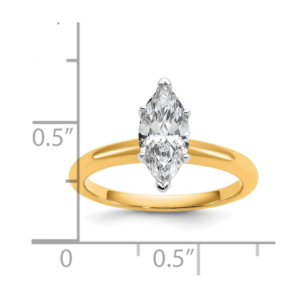 14K Bicolor Verlobungsring mit 1 ct. zertifiziertem, im Labor gezüchtetem Diamanten VS/SI+ G+ im Marquise-Solitär-Schliff