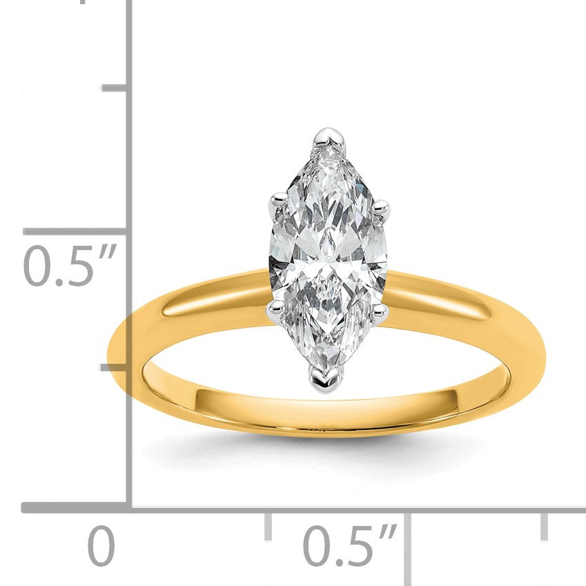 14K Bicolor 1 ct. Labor gezüchteter Diamant VS/SI+ G+ Marquise-Solitär-Verlobungsring