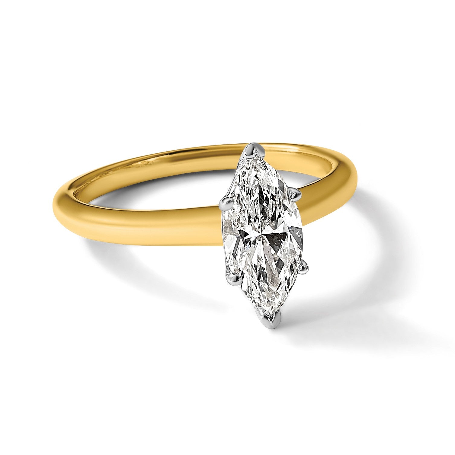 14K Bicolor 1 ct. Labor gezüchteter Diamant VS/SI+ G+ Marquise-Solitär-Verlobungsring