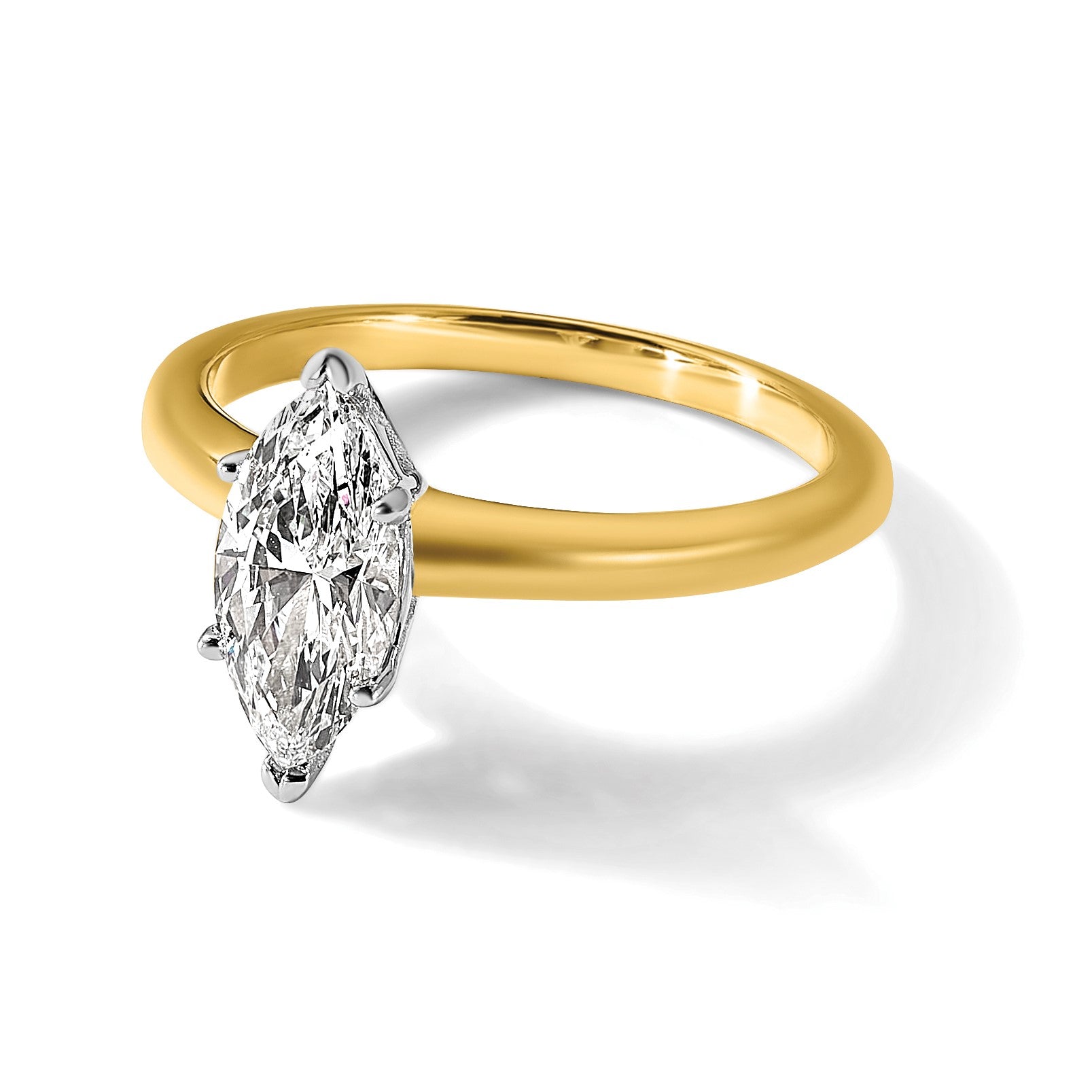 14K Bicolor 1 ct. Labor gezüchteter Diamant VS/SI+ G+ Marquise-Solitär-Verlobungsring