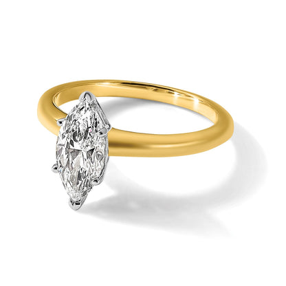 14K Bicolor 1 ct. Labor gezüchteter Diamant VS/SI+ G+ Marquise-Solitär-Verlobungsring