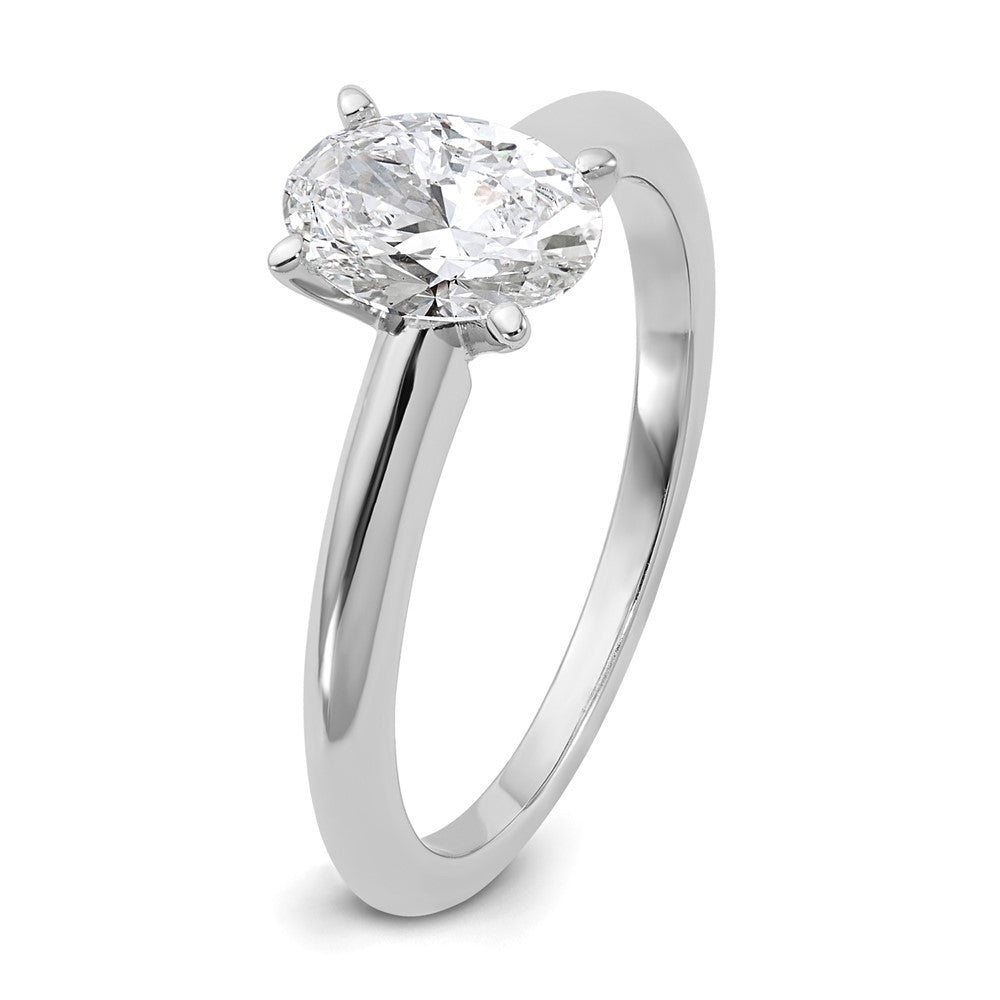 14K Weißgold Verlobungsring mit 1 ct. zertifiziertem im Labor gezüchtetem Diamant VS/SI+ G+ im Ovalschliff als Solitär