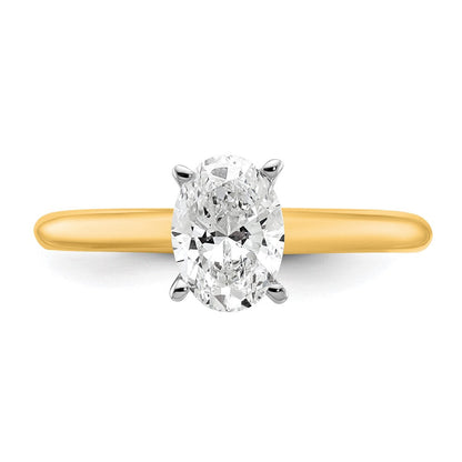 14K Bicolor Verlobungsring mit 1 ct. zertifiziertem, im Labor gezüchtetem Diamant VS/SI+ G+ im Ovalschliff als Solitär