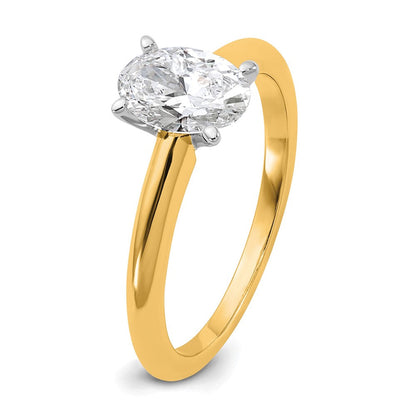 14K Bicolor Verlobungsring mit 1 ct. zertifiziertem, im Labor gezüchtetem Diamant VS/SI+ G+ im Ovalschliff als Solitär