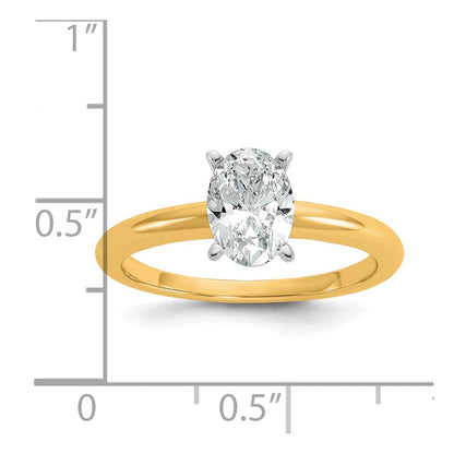 14K Bicolor Verlobungsring mit 1 ct. im Ovalschliff, Labor gewachsenem Solitär-Diamant, VS/SI+ G+
