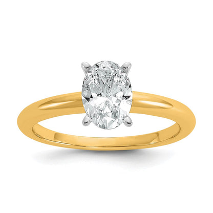 14K Bicolor Verlobungsring mit 1 ct. zertifiziertem, im Labor gezüchtetem Diamant VS/SI+ G+ im Ovalschliff als Solitär