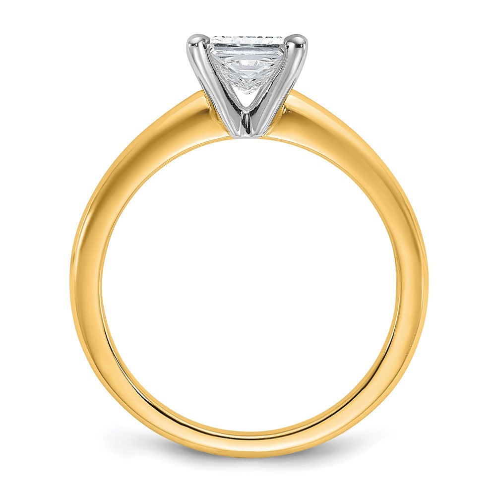 14K Bicolor Ring mit 1 ct. zertifiziertem im Labor gezüchtetem Diamant VS/SI+ G+ im Princess-Schliff, Solitär-Verlobungsring