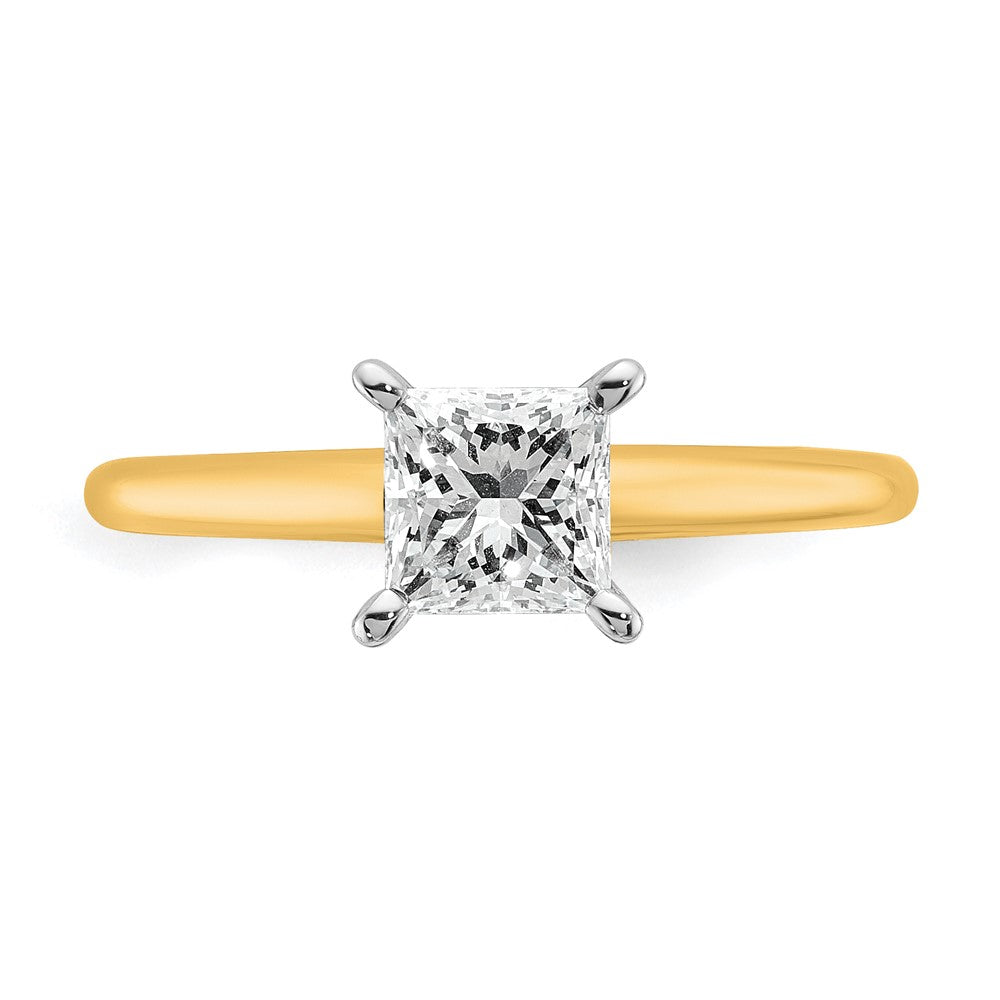 14K Bicolor Verlobungsring mit 1 ct. laborgezüchtetem Diamanten im Prinzessschliff, Solitär, VS/SI+ G+