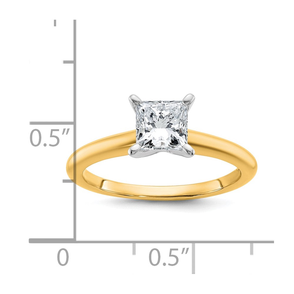 14K Bicolor Verlobungsring mit 1 ct. laborgezüchtetem Diamanten im Prinzessschliff, Solitär, VS/SI+ G+